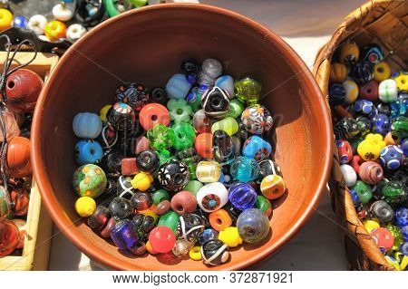 Closeup Shot Of Beads In A Box.