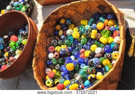 Closeup Shot Of Beads In A Box.
