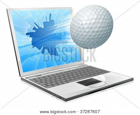 Golf topu Laptop ekran konsepti