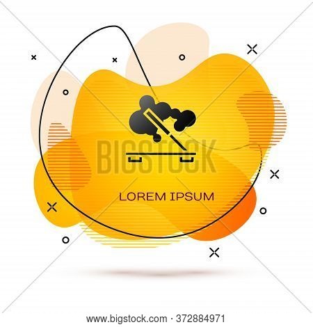 Black Scented Spa Stick On A Wooden Stand Icon Isolated On White Background. Incense Stick. Cosmetic