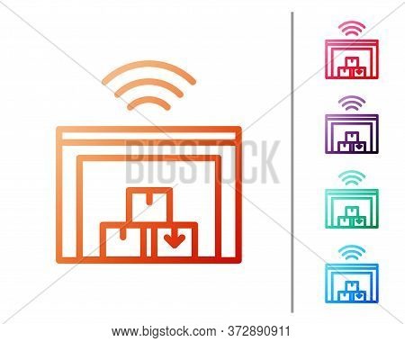 Red Line Smart Warehouse System Icon Isolated On White Background. Set Color Icons. Vector