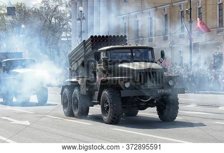 St Petersburg, Russia - May 09, 2015: Military Equipment On The Victory Parade
