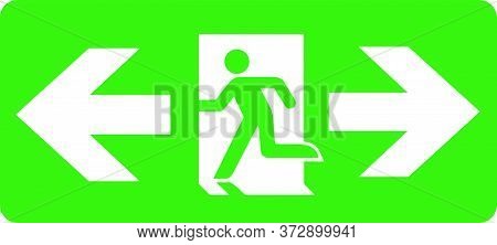 Fire Exit Two Way Vector Sign Illustration