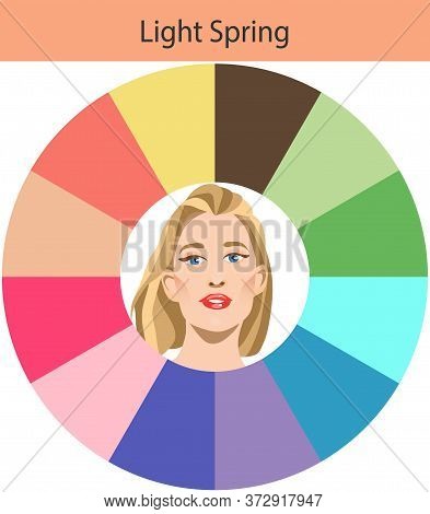 Stock Vector Seasonal Color Analysis Palette For Light Spring. Best Colors For Light Spring Type Of 