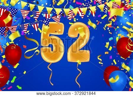 52 Years Anniversary Celebration Vector Template Design Illustration