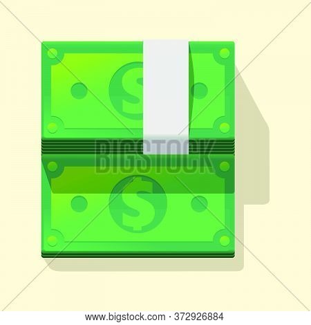 Isolated Stack Paper Money Banknotes Playfull Cartoon Toy Style Vector Illustration
