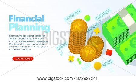 Financial Planning Custom Web Template Or Presentation Vector Illustration