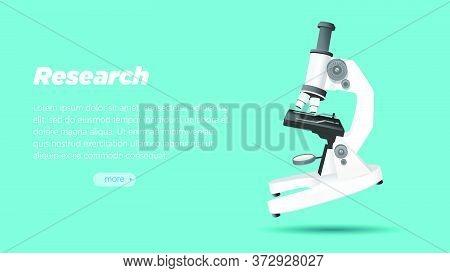 Research Concept Floating Microscope With Shadow In Blue Backround Vector Illustration