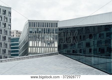 Oslo, Norway - August 11, 2019: Exterior View Of Opera House In Oslo. New Modern Building Designed B