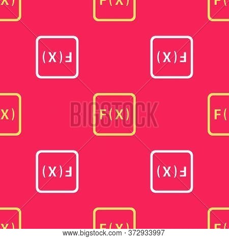 Yellow Function Mathematical Symbol Icon Isolated Seamless Pattern On Red Background. Vector Illustr
