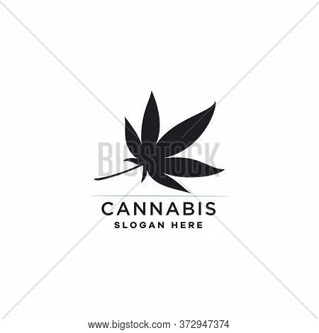 Cannabis Logo Design Vector Template Icon Silhouette
