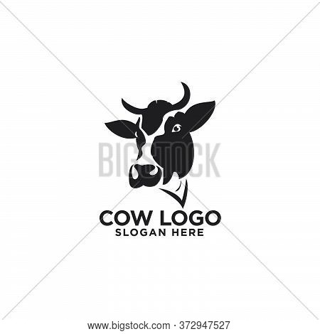Head Cow Logo Vector Design Simple Icon