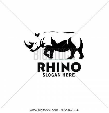 Rhino Logo Vector Design Template Silhouette Icon