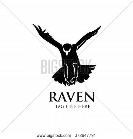 Raven Fly Logo Icon Vector Design Template