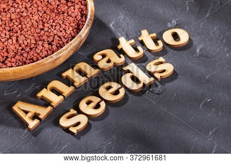 Organic Achiote Seeds - Bixa Orellana. Text Space