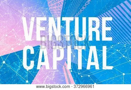 Venture Capital Theme With Abstract Network Patterns And Skyscrapers