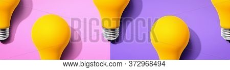 Yellow Light Bulb Pattern With Shadow - Flat Lay