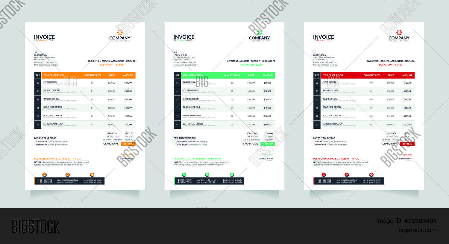 Invoice Design. Vector & Photo (Free Trial) | Bigstock
