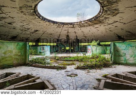 Tskaltubo, Georgia - October 2022: Tskaltubo Soviet Sanatorium Iveria Near Kutaisi, Georgia. Tskaltu
