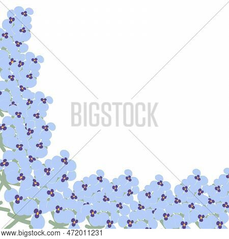 Abstract Corner Frame Of Flower Elements In Trendy Soft Violet Shades. Copyspase. Lifestyle. Eps
