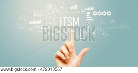 Itsm - Information Technology Service Management Theme With Hand Pressing A Button On A Technology S