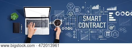 Smart Contract Theme With Person Using A Laptop Computer