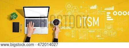 Itsm - Information Technology Service Management Theme With Person Using A Laptop Computer