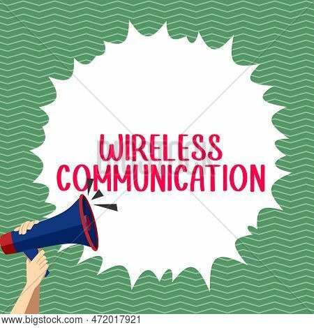 Hand Writing Sign Wireless Communication. Concept Meaning Methods Of Charging Batteries Without The 