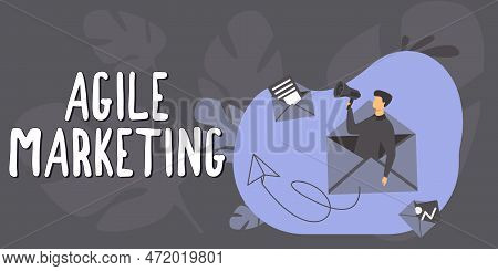 Handwriting Text Agile Marketing. Word Written On Focusing Team Efforts That Deliver Value To The En