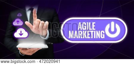 Sign Displaying Agile Marketing. Business Concept Focusing Team Efforts That Deliver Value To The En