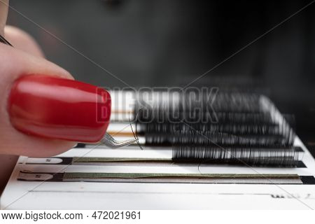 Eyelash Extension Tools. False Eyelashes Kit. Eyelash Extension Procedure Concept. Close Up