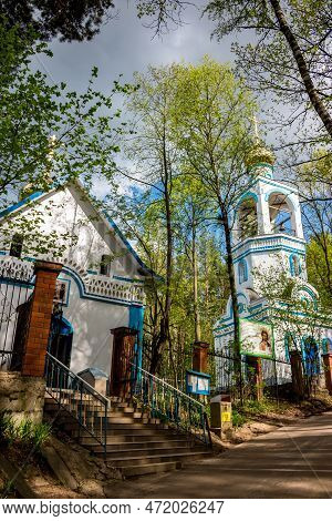 Tikhonovskaya Church With A Bell Tower At The Konchalovsky Cemetery Of The City Of Obninsk, Russia -