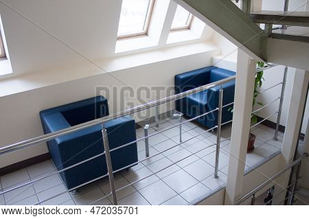 Recreational Area In The Office Center On A Flight Of Stairs