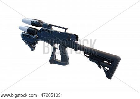 Anti-drone Gun For Protection Against Air Attack, Isolated On A White Background. Weapons For Shooti