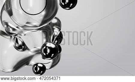 3d Render Motion Design Wallpaper Animation Business Presentation Monochrome Grey White Metaball Gra