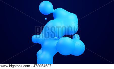 Metaverse 3d Abstract Background With Droplets Blue Metaball Molten Wax Merge Fly Drops Liquid Bio B