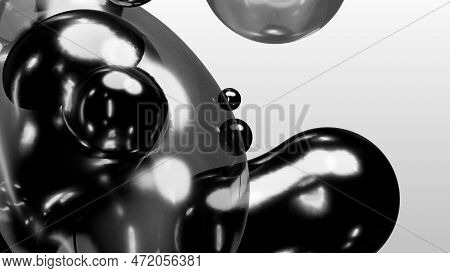 3d Render Motion Design Wallpaper Animation Business Presentation Monochrome Grey White Metaball Gra