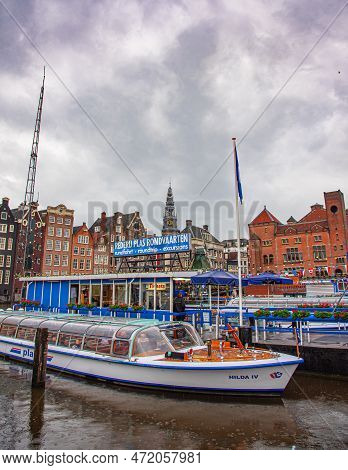 Amsterdam, The Netherlands - September 22, 2015: Rederij Plas Is A Boat Company Based In Amsterdam T
