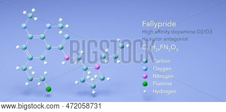 Fallypride Molecule, Molecular Structures, High Affinity Dopamine D2/d3 Receptor Antagonist, 3d Mode