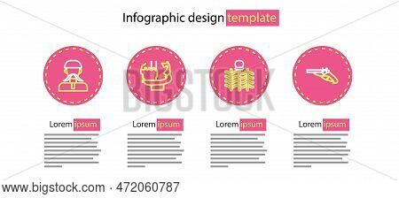Set Line Wicker Fence, Vintage Pistols, Monument Founders Of Kiev And Ukrainian Cossack Icon. Vector