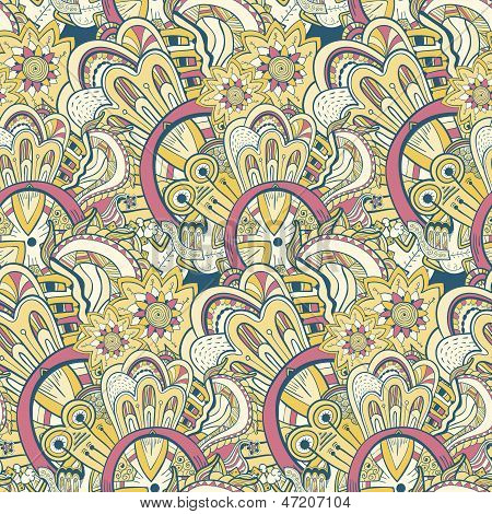 Inconsútil abstracta dibujada a mano patrón, fondo steampunk