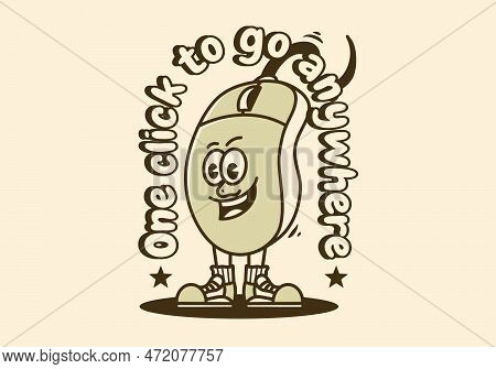 Mascot Character Illustration Design Of Standing Computer Mouse