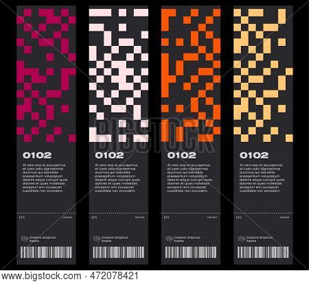 Modern Exhibition Ticket Template Layout Made With Abstract Vector Geometric Shapes. Brutalism Inspi