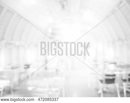 White Blurred Background Bright Restaurant Shopping Mall Silver Gray Lighting. Defocused Store Light