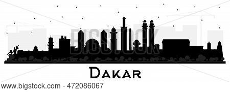 Dakar Senegal City Skyline Silhouette With Black Buildings Isolated On White. Vector Illustration. B