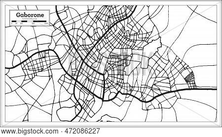 Gaborone Botswana City Map In Retro Style. Outline Map. Vector Illustration.