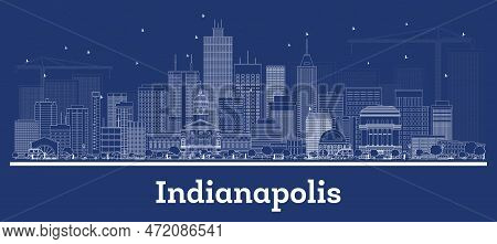 Outline Indianapolis Indiana City Skyline With White Buildings. Vector Illustration. Business Travel