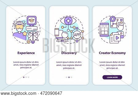 Multiverse Layers Onboarding Mobile App Screen. Virtual Reality Walkthrough 3 Steps Editable Graphic