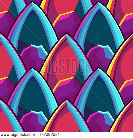 Abstract Vector Seamless Pattern Of Colorful Cat Ears Shapes