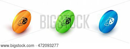 Isometric Radioactive Icon Isolated On White Background. Radioactive Toxic Symbol. Radiation Hazard 